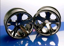 [ TRX-3772A ] Traxxas Wheels, All-Star 2.8" (black chrome) (Rustler, Stampede rear only) -TRX3772A