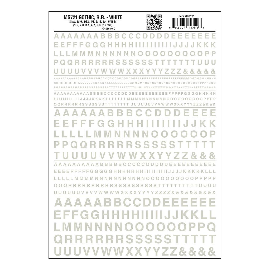 [ WOODLANDMG-721 ] Woodland Dry Transfer Decals Gothic RR white