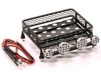[ INC24339 ] T15 Realistic 1/10 Scale Metal Luggage Tray with 4 LED Adj. Spot Light 105x108mm 