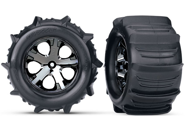 [ TRX-3689 ] Traxxas Paddle Tires & wheels glued 2.8, black chrome wheels 