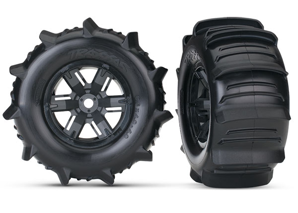 [ TRX-7773 ] Traxxas Paddle tires & wheels glued black