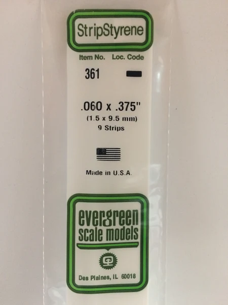 [ EG361 ] Evergreen styrene strip 1,5x9,5x610 mm ( 9s.)
