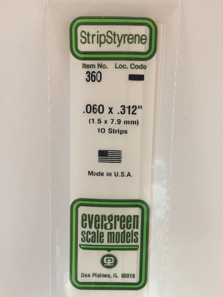 [ EG360 ] Evergreen styrene strip 1,5x7,9x610 mm (10st.)