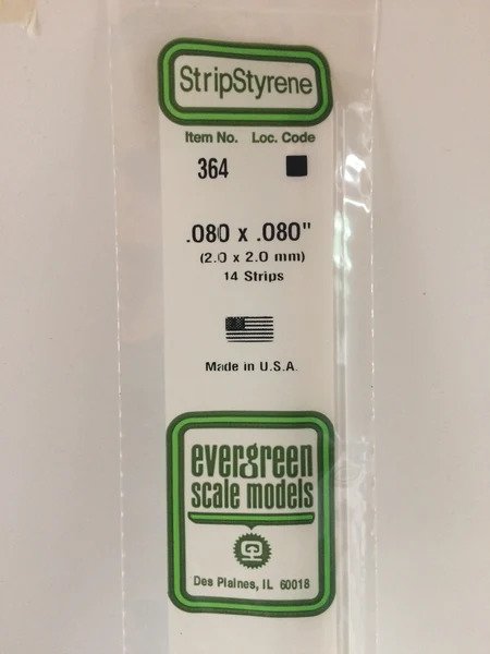 [ EG364 ] Evergreen styrene vierkant profiel 2,0x2,0x610mm (14s.)