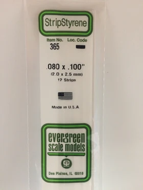 [ EG365 ] Evergreen styrene strip 2,0x2,5x610 mm (12s.)