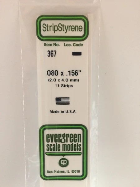 [ EG367 ] Evergreen styrene strip  610x2,0x4,0 mm (11st.)