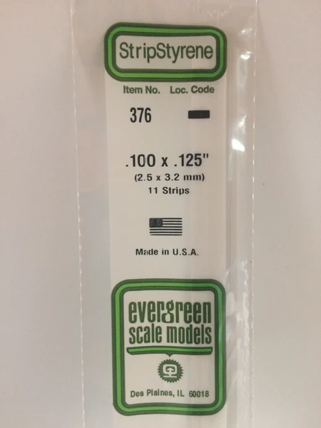 [ EG376 ] Evergreen profilés carrés en styrene  2,5x3,2x610mm (11pcs.)