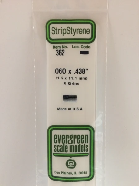 [ EG362 ] Evergreen styrene strip 1,5x11,1x610 mm ( 8s.)
