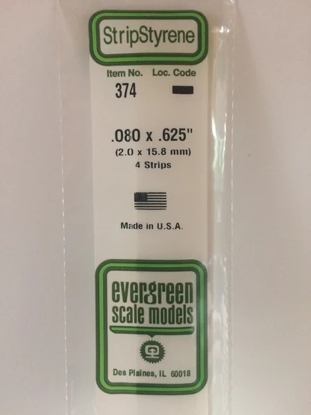 [ EG374 ] Evergreen styrene strip 2,0x15,8x610mm ( 4st.)
