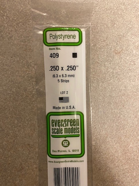 [ EG409 ] Evergreen styrene vierkant profiel 6,3x6,3x610 mm ( 5s.)