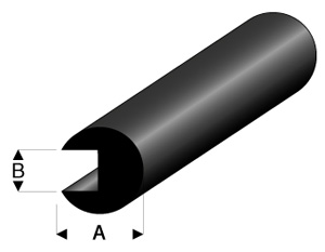 [ RA104-32 ] Raboesch rubber bump profile 6 x 1.5 mm lengte 2 meter 