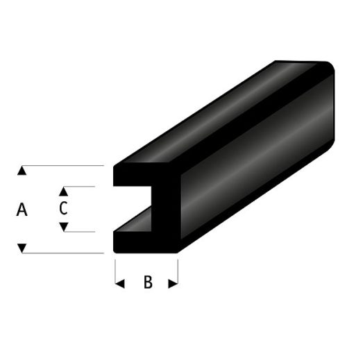 [ RA104-52 ] Raboesch rubber square 6x4 mm   lengte  2 meter 