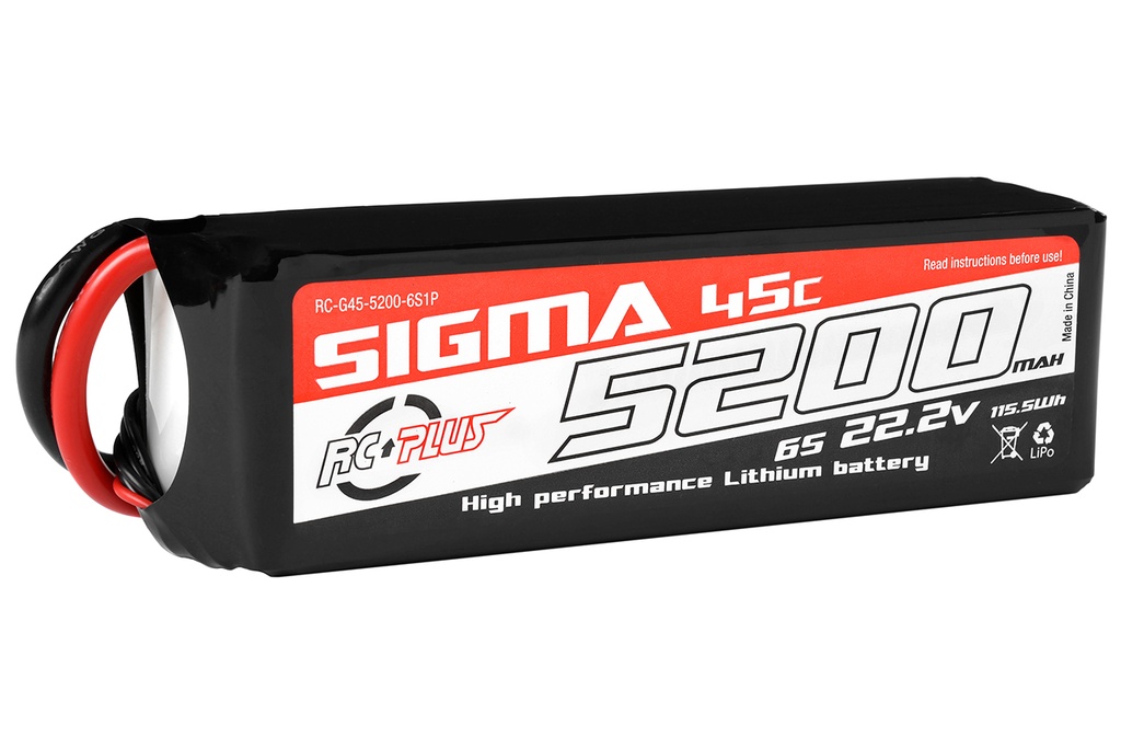[ RC-G45-5200-6S1P ] Lipo batterij 22.2V 45C 5200Mah