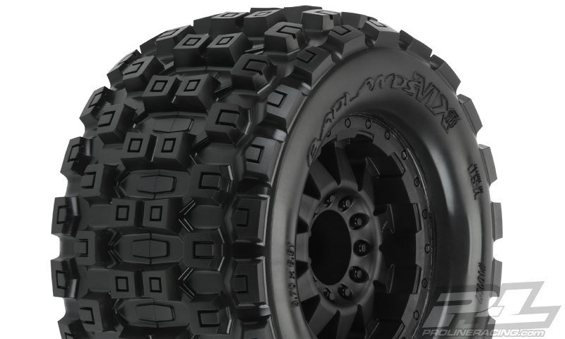 [ PR10127-13 ] Badlands MX38 3.8" all terrain tires mounted on F-11 black 17mm wheels - front or rear