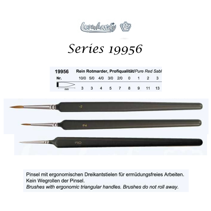 [ PENSEELZWPU10/0 ] Leonhardy 19942 marter haar penseel 10/0, driehoek handvat (1st)