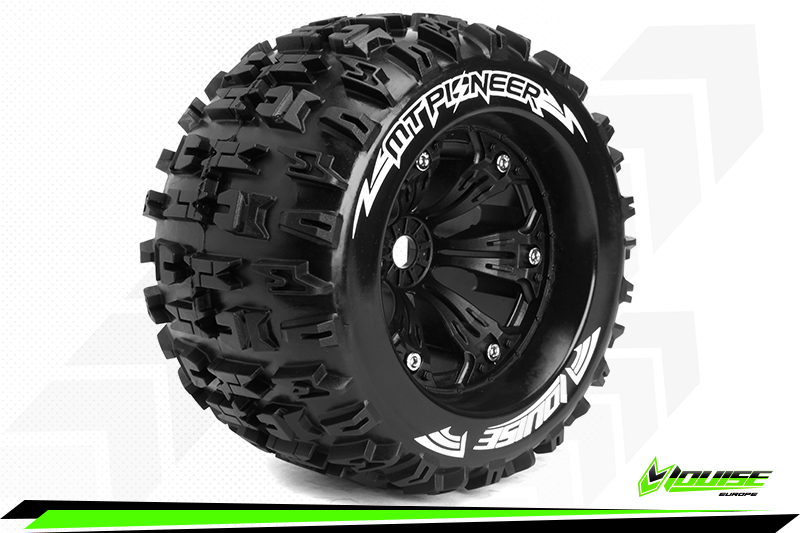 [ PROLR-T3218BH ] Louise RC - MT-ROCKET - 1-8 Monster Truck Tire Set - Mounted - Medium - 3.8" Rims - 1/2"-Offset