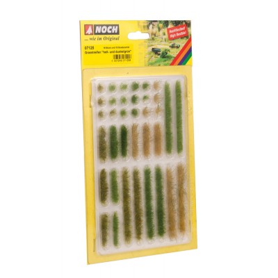 [ NO07125 ] Noch  grasbosjes en grasstrips hel- en donkergroen