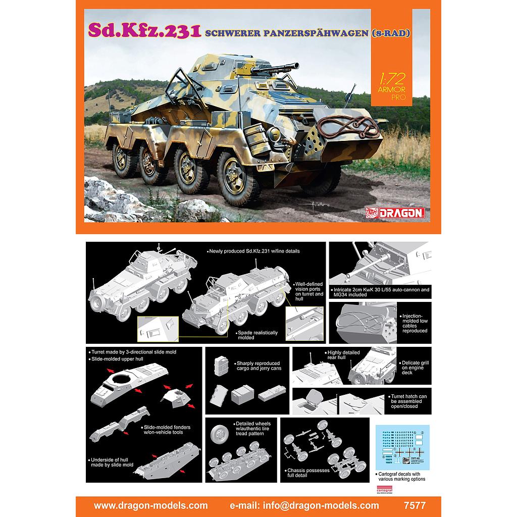 [ DRA7577 ] Sd.Kfz.231 schwerer panzerspähwagen (8-rad) 1/72