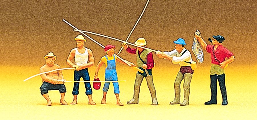 [ PRE10077 ] Preiser pëcheurs à la ligne et pêcheurs sportifs  1/87 HO