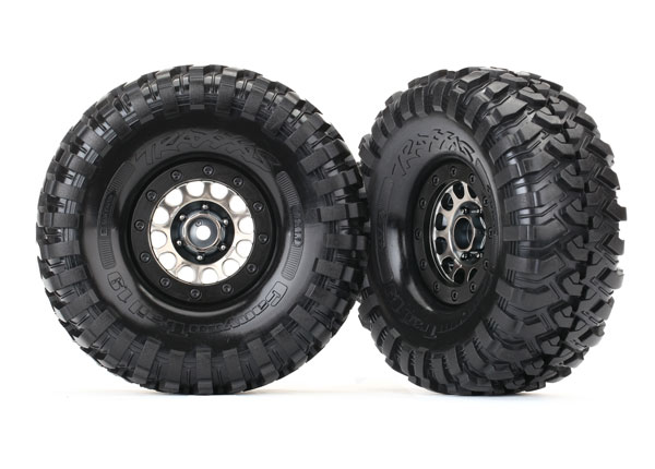 [ TRX-8174 ] Traxxas Tires & wheels assembled (method 105 black chrome beadlock wheels) - TRX8174