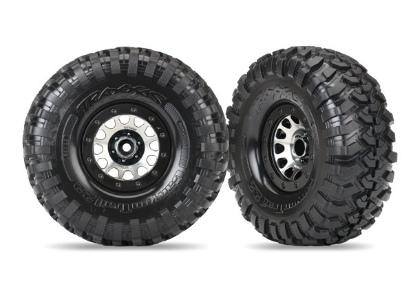 [ TRX-8172 ] Traxxas Tires & wheels (method 105 black chrome beadlock whees) - TRX8172