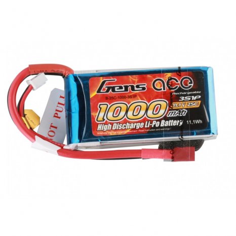 [ B-25C-1000-3S1P ] Gens ace 1000Mah 11.1V 25C lipo