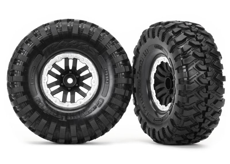 [ TRX-8272X ] Traxxas Tires & wheels, assembled, glued (TRX-4 satin beadlock wheels, canyon trail 1.9 (2) - TRX8272X