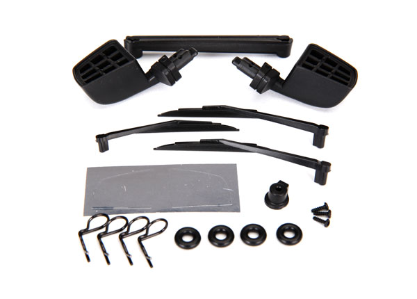 [ TRX-8817 ] Traxxas mirrors, side, black (left &amp; right)/ o-rings(4)/windshield wipers - TRX8817