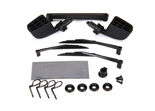 [ TRX-8817 ] Traxxas mirrors, side, black (left & right)/ o-rings(4)/windshield wipers - TRX8817