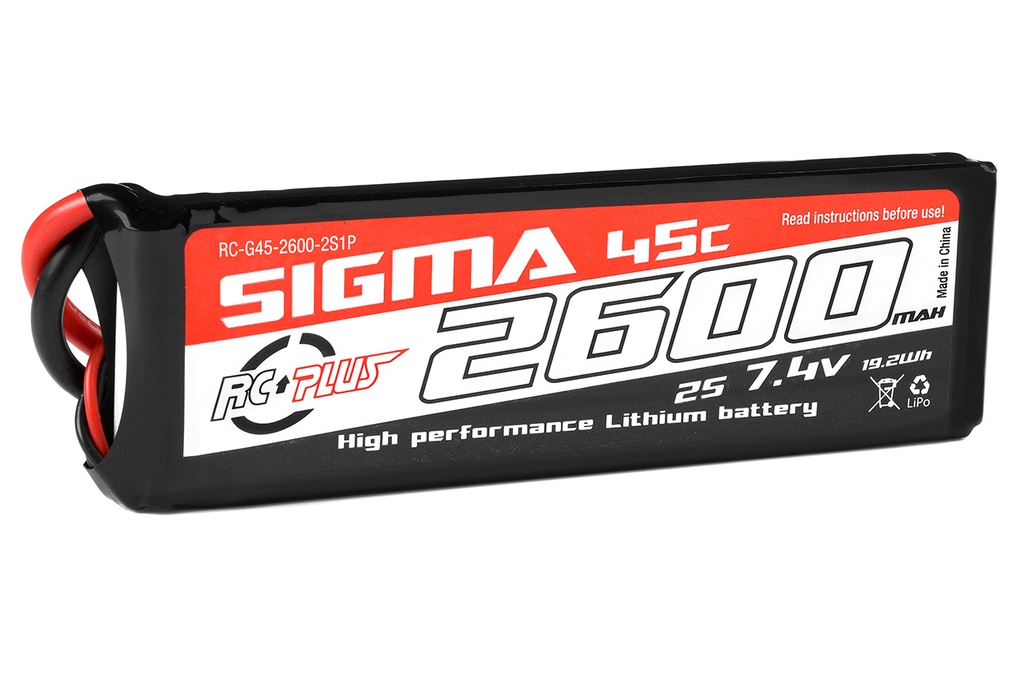 [ RC-G45-2600-2S1P ] LIPO 2600 mAh - 7.4V - 45C - XT60