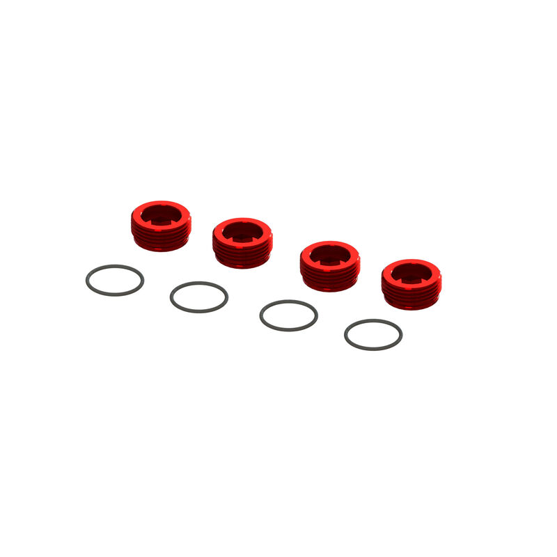 [ ARA320467 ] Arrma aluminium front hub nut (red) (4pcs, incl o-rings)