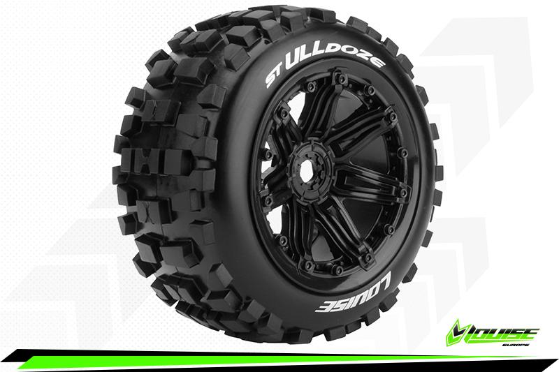 [ PROLR-T3288B ] Louise RC - ST-ULLDOSE - 1/8 Stadium Truck Tire Set - 3.8 Bead-lock rims - Hex 17mm