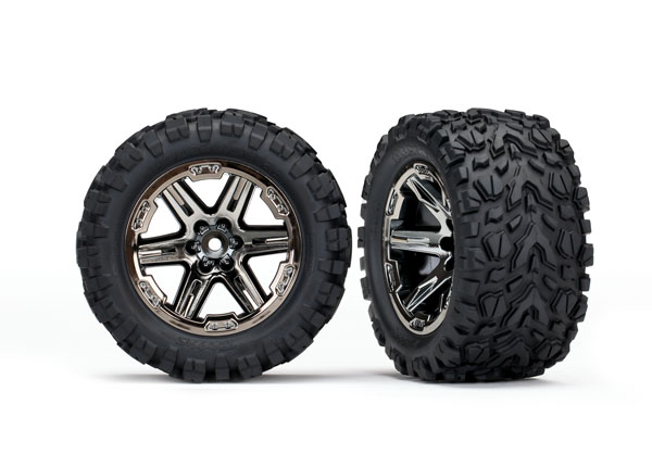 [ TRX-6774X ] Traxxas tires &amp; wheels, glued (2.8) (RXT black chrome wheels, talon extreme-TRX6774X