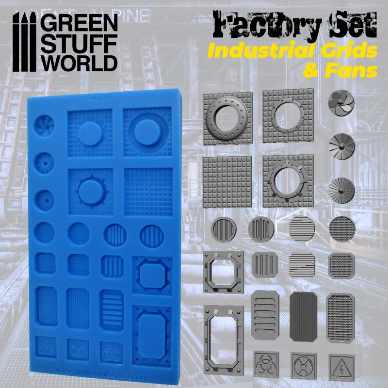[ GSW2093 ] Green stuff world Silicone Molds - Grids and Fans