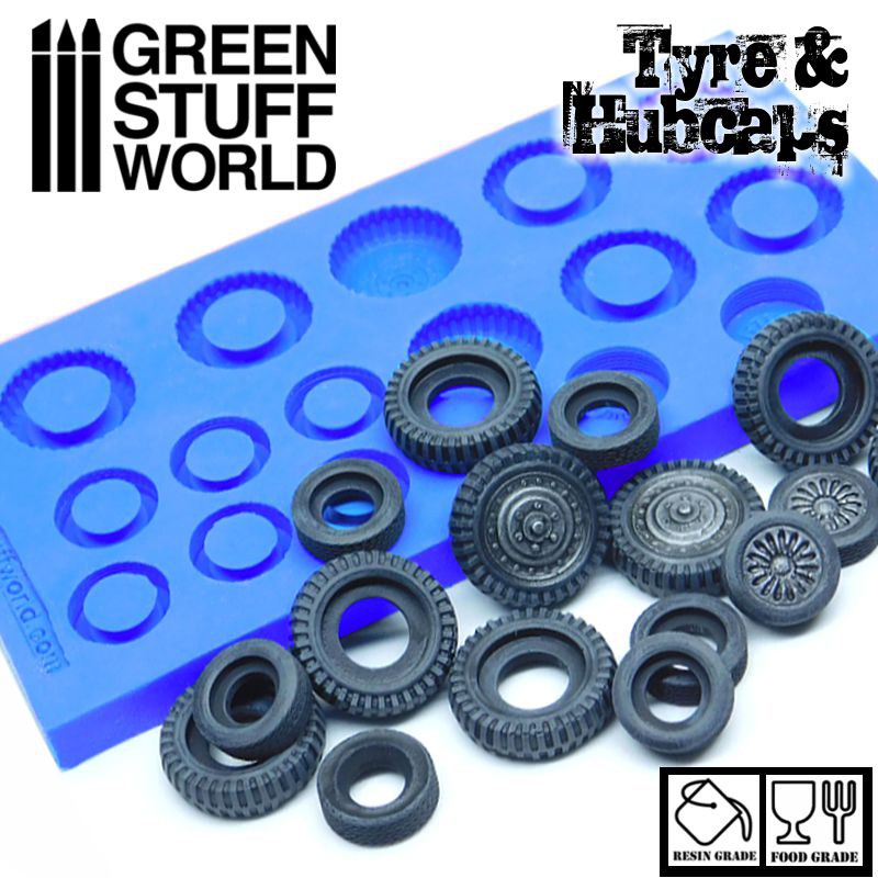 [ GSW2042 ] Green stuff world Silicone Molds - Tyres and Hubcaps
