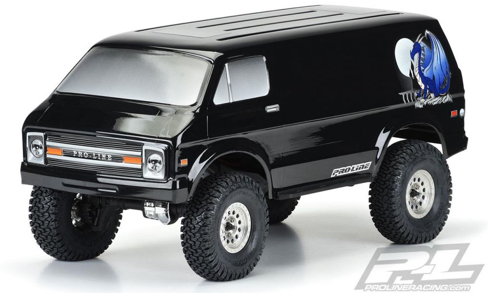 [ PR3552-18 ] Proline ’70s Rock Van Tough-Color (Black) Body for 12.3" (313mm) Wheelbase Scale Crawlers