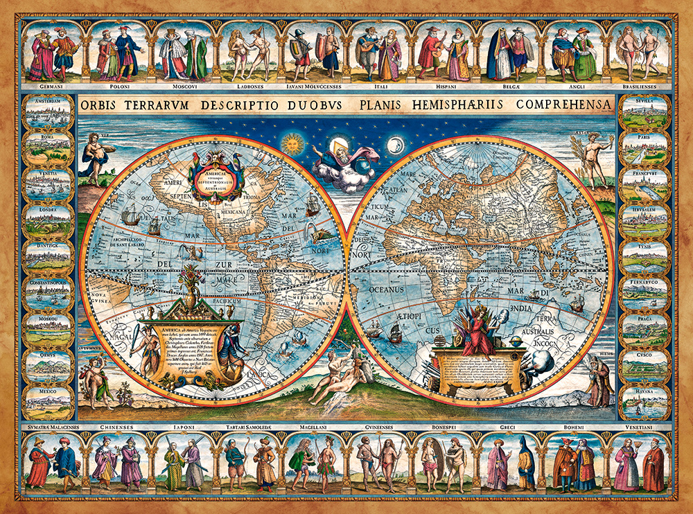 [ CASTOR200733 ] Castorland puzzle map of the world 1639 - 2000 stukjes
