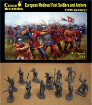 [ CAESAR088 ] EUROPEAN MEDIEVAL FOOT SOLDIERS AND ARCHERS 1/72  34 fig 