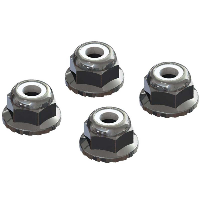 [ AR708008 ] Flanged Nyloc Locknut 4mm Silver (4st) - ARAC9699