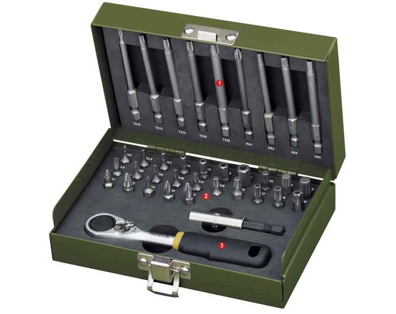 [ PX23109 ] Proxxon Koffer voor fijnmechanica met micro ratel 1/4" bits