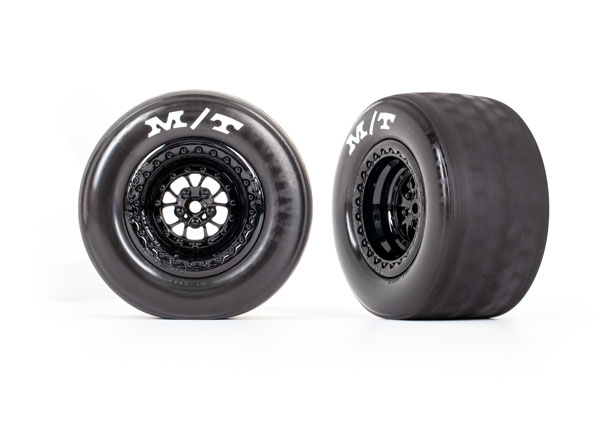 [ TRX-9475 ] Traxxas  Tires &amp; wheels, assembled, glued (Weld gloss black wheels, tires, foam inserts) (rear) (2) - TRX9475
