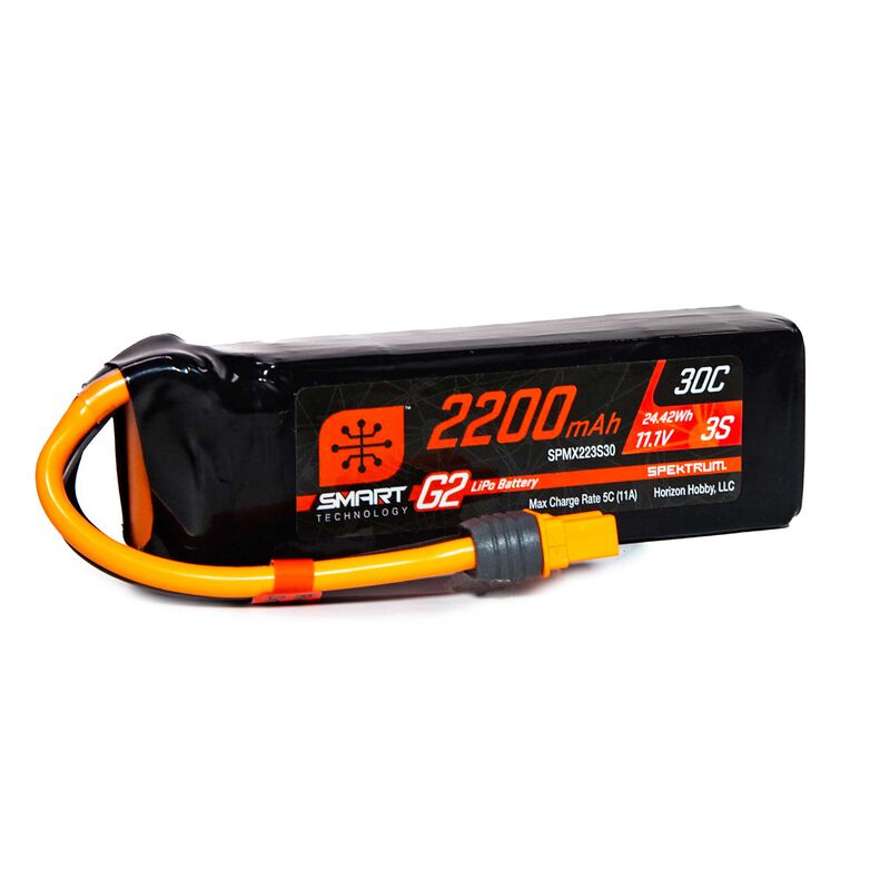 [ SPMX223S30 ] Spektrum 11.1V 2200mAh 3S 30C Smart G2 LiPo Battery: IC3