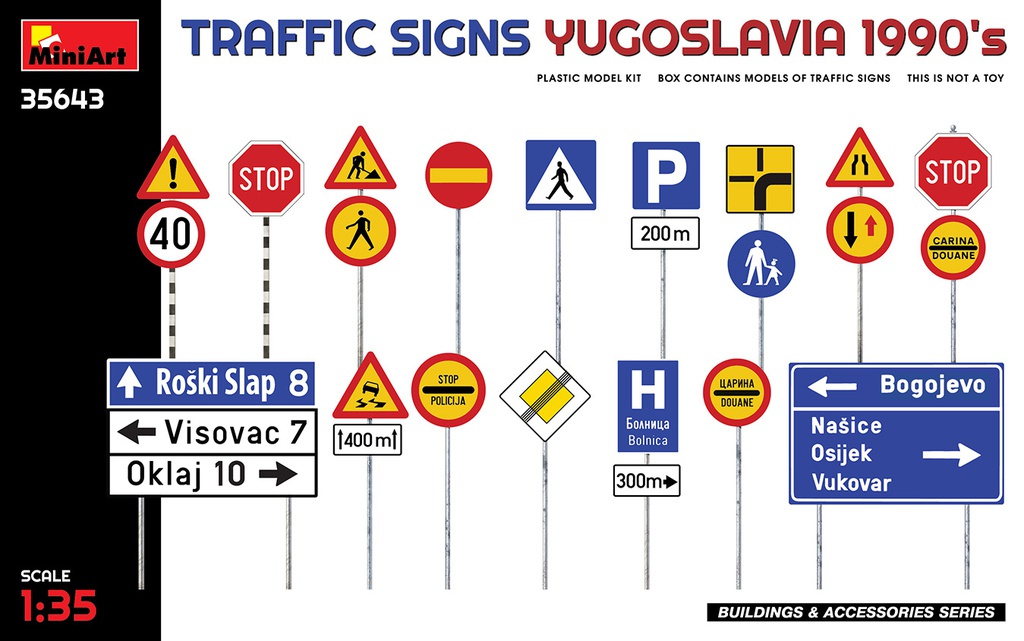 [ MINIART35643 ] Traffic Signs Yugoslavia 1990's 1/35
