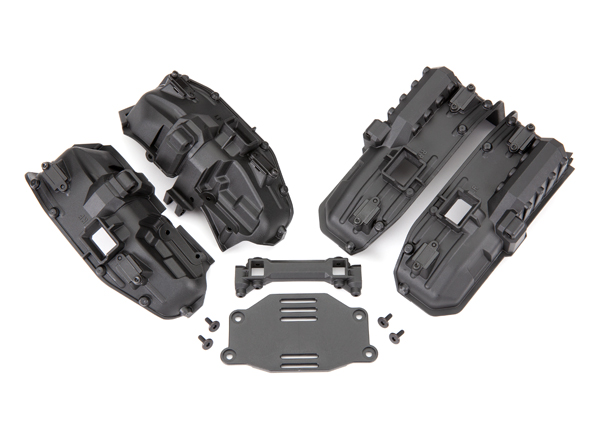 [ TRX-8080X ] Traxxas  Fenders, inner (narrow), front & rear (for clipless body mounting) (2 each)/ rock light covers (8)/ battery plate/ body mount/ 3x8 flat-head screws (4)/ 2.5x6 CS (10) - TRX8080X