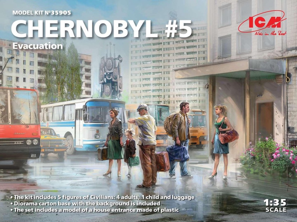 [ ICM35905 ] Chernobyl #5 evacuation 1/35 (4 adults, 1 child and luggage)