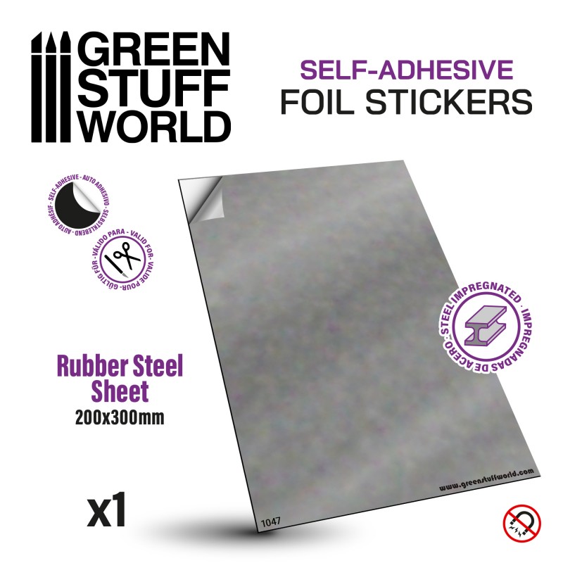 [ GSW1047 ] Green stuff worldSteel Rubber Sheet 0,9mm zelfklevend