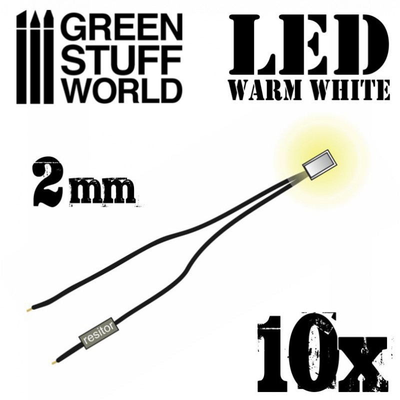 [ GSW1383 ] Green stuff world Warm White LED Lights - 2mm (10stuks)