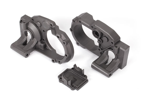 [ TRX-9493 ] Traxxas Gearbox halves, left & right/ differential cover (charcoal gray)  TRX9493