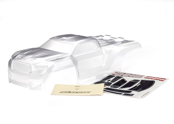 [ TRX-9511 ] Traxxas Body, Sledge™ (clear, requires painting)/window, grille, lights decal sheet TRX9511
