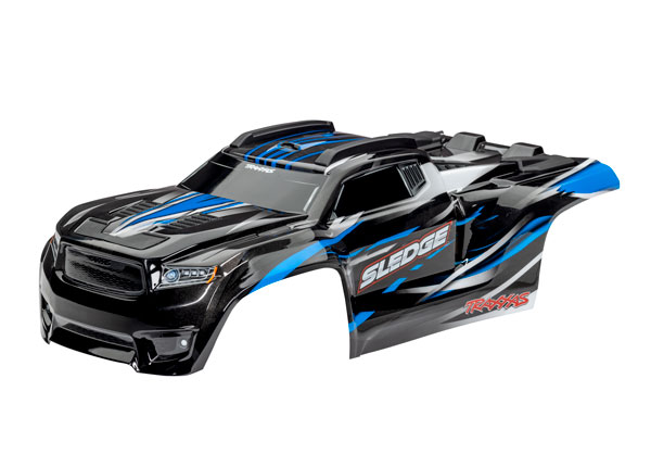 [ TRX-9511A ] Traxxas Body, Sledge™, blue/ window, grille, lights decal sheet (assembled with front &amp; rear body mounts and rear body support for clipless mounting) TRX9511A